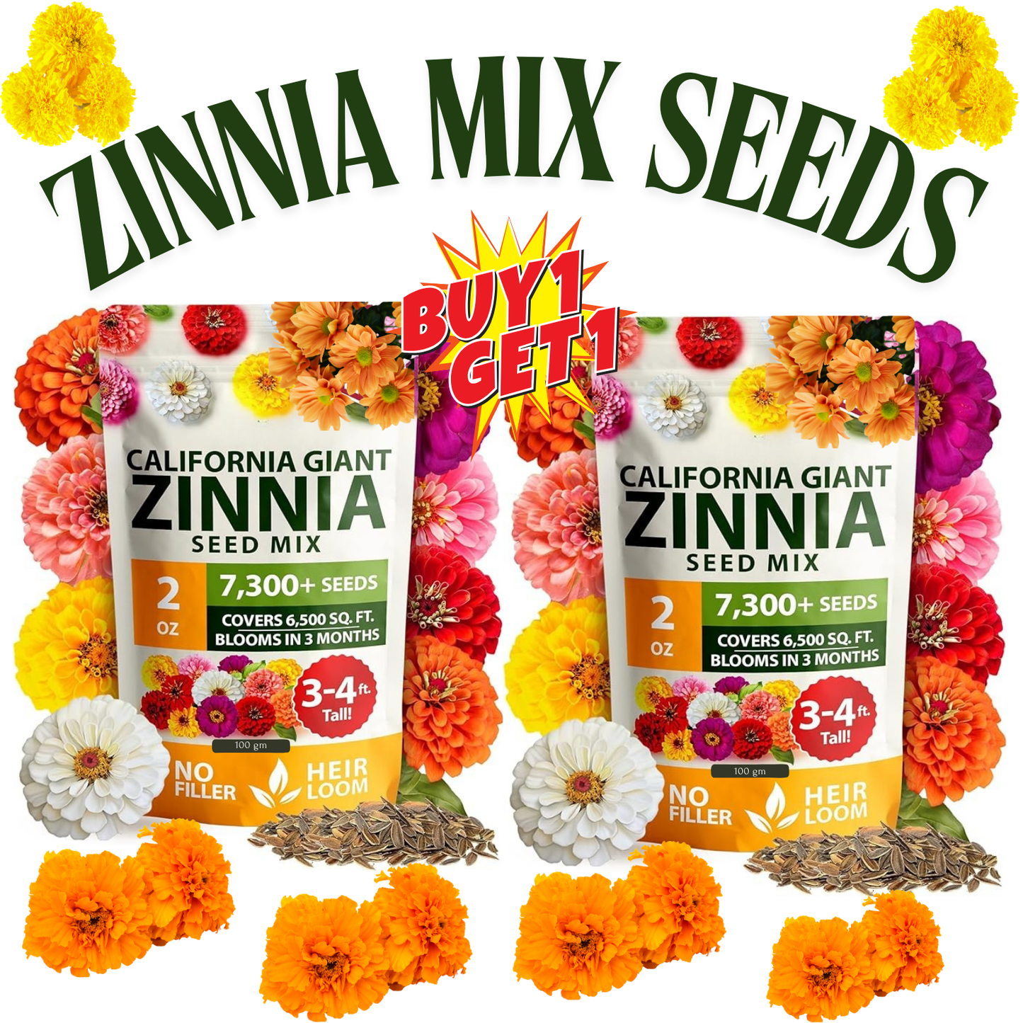🌺double zinnia mixed color seeds🌺🌸easy-grow heirloom blooms for your garden🌸🔥buy 1 get 1 free🔥